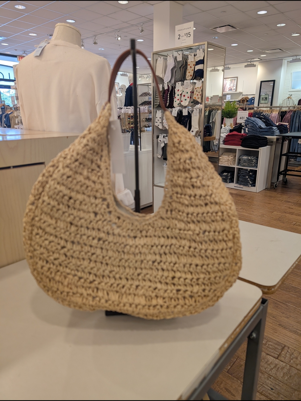 LOFT Woven Straw Shoulder Bag in Natural